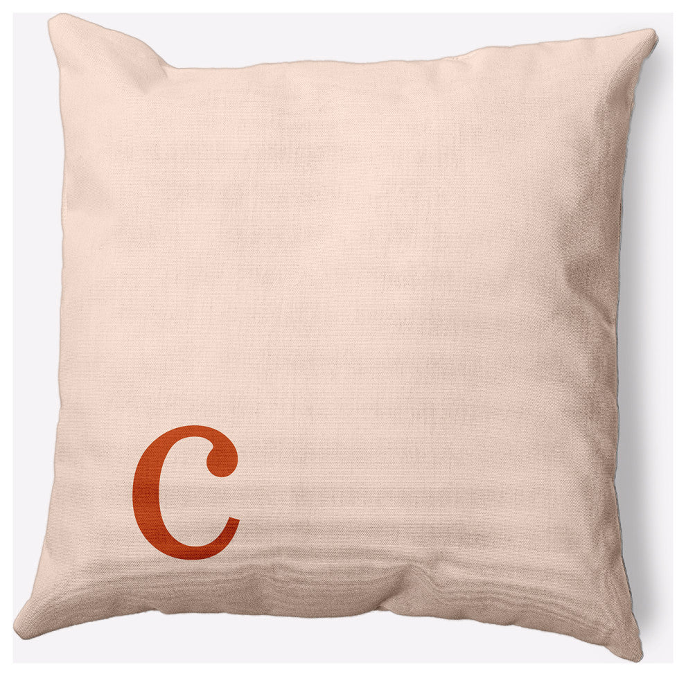 20" x 20" Modern Monogram Indoor/Outdoor Polyester Throw Pillow, Sienna