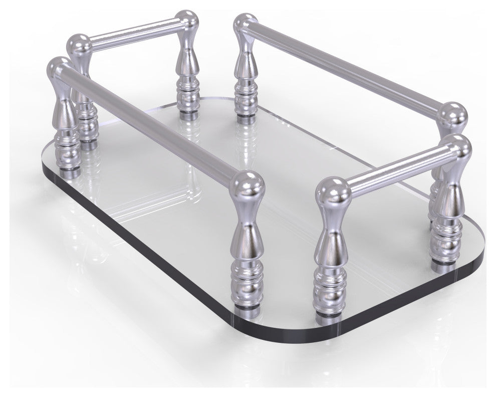 Vanity Top Glass Guest Towel Tray, Satin Chrome