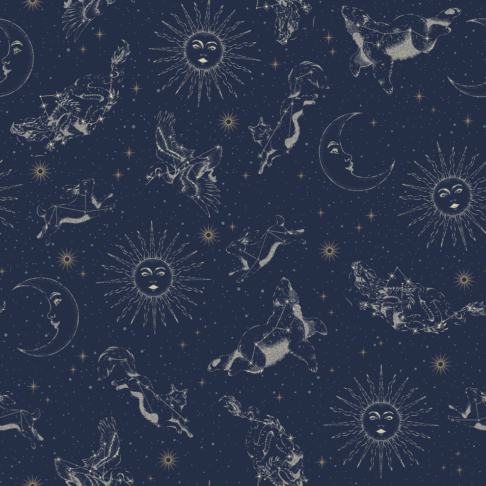 Zodiac Dreams Navy Peel and Stick Wallpaper