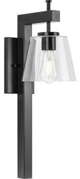 Saffert Collection 7-1/2" 1-Light Matte Black Clear Glass Bath Vanity Light