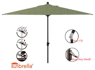 10'x6.5' Rectangular Auto Tilt Market Umbrella, Grey Frame, Sunbrella, Fern