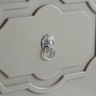 Molly Lacquer-Finish Chrome Ornament Handle Lucite Leg Side Table, Light Gray