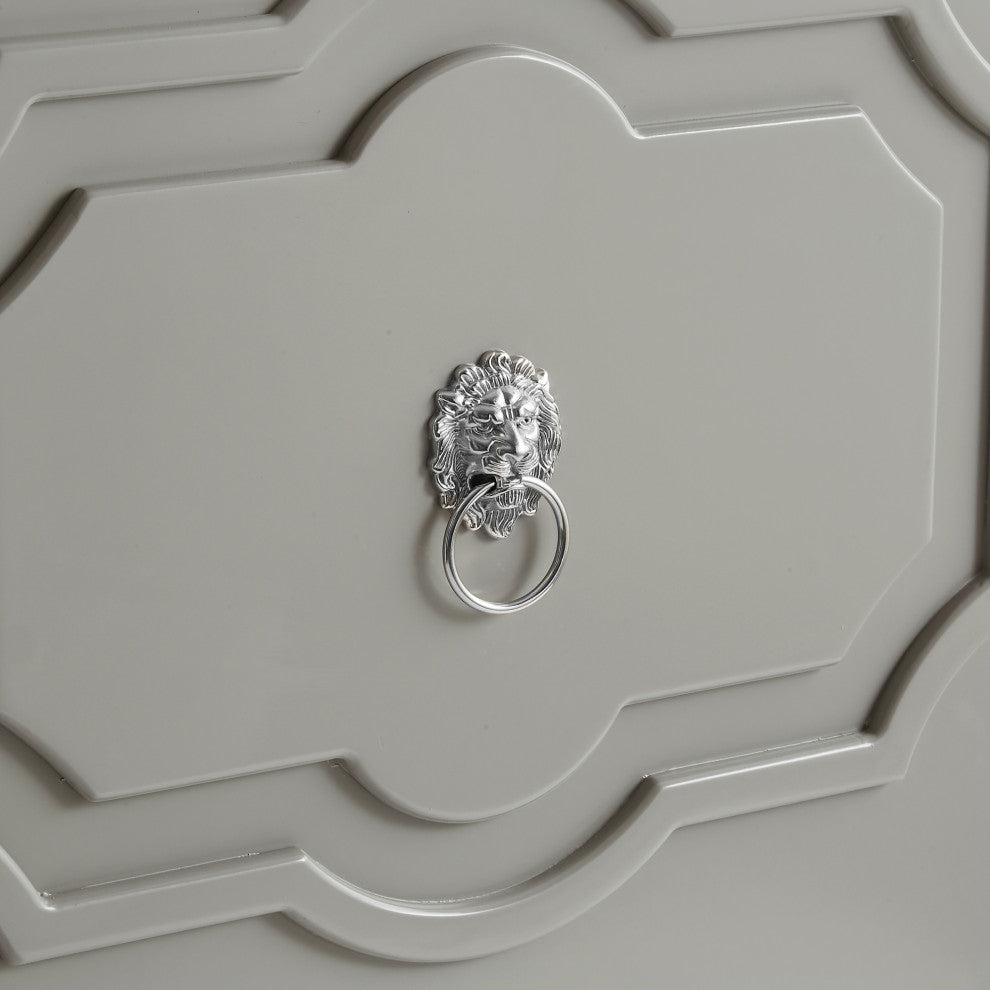 Molly Lacquer-Finish Chrome Ornament Handle Lucite Leg Side Table, Light Gray