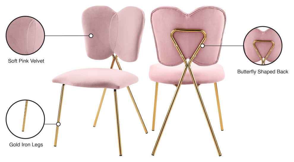 Angel Velvet Dining Chair (Set of 2), Pink
