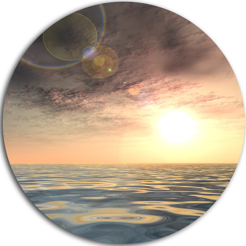 Dark Sky With Clouds At Sunset, Beach Disc Metal Artwork, 23"