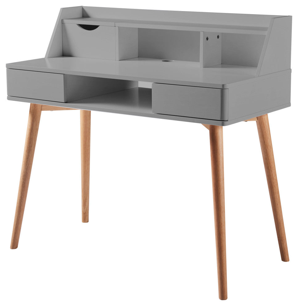Wooden Writing Desk w/ Storage Drawer, Gray
