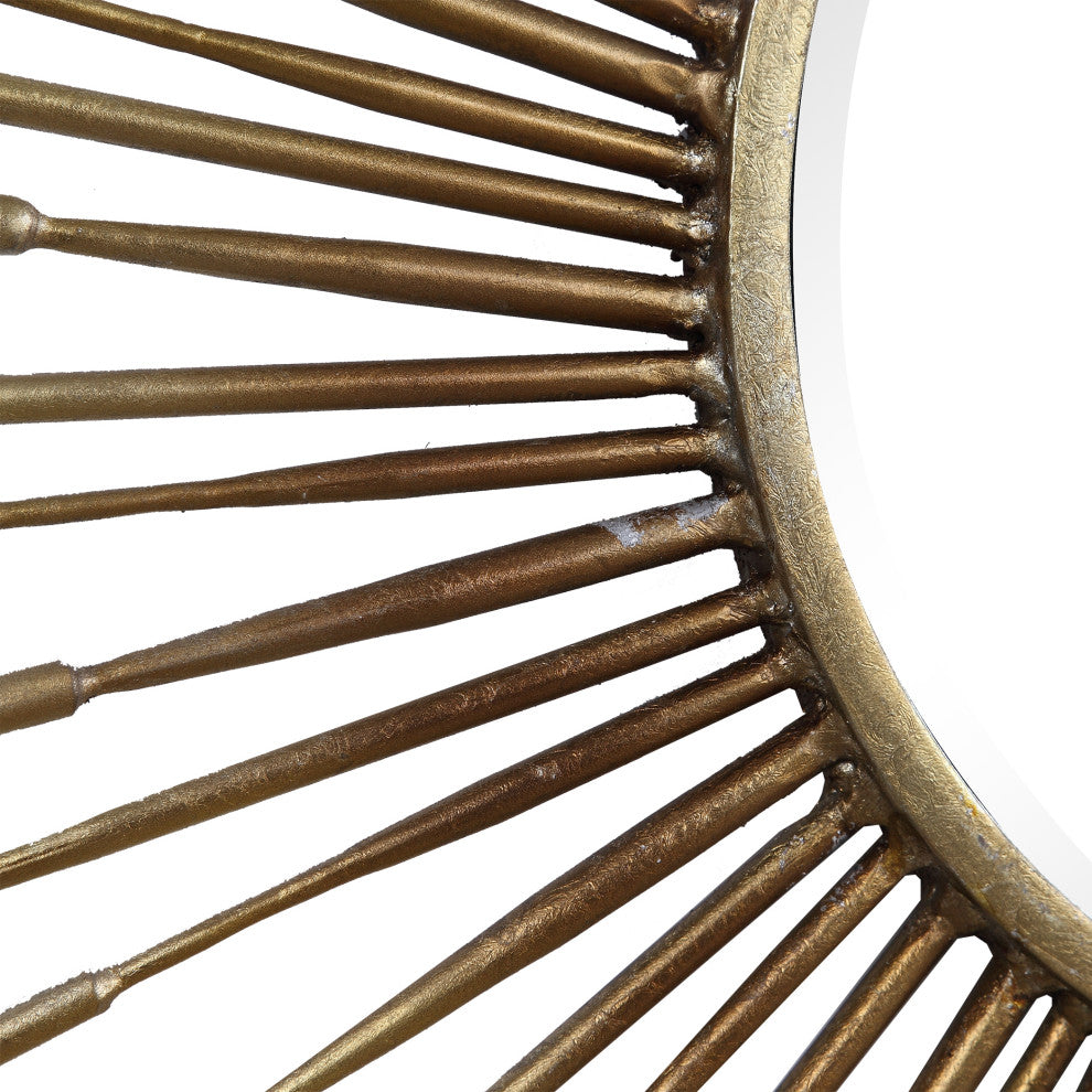 Uttermost Golden Iron and MDF Rays Starburst Mirror in Antique Gold
