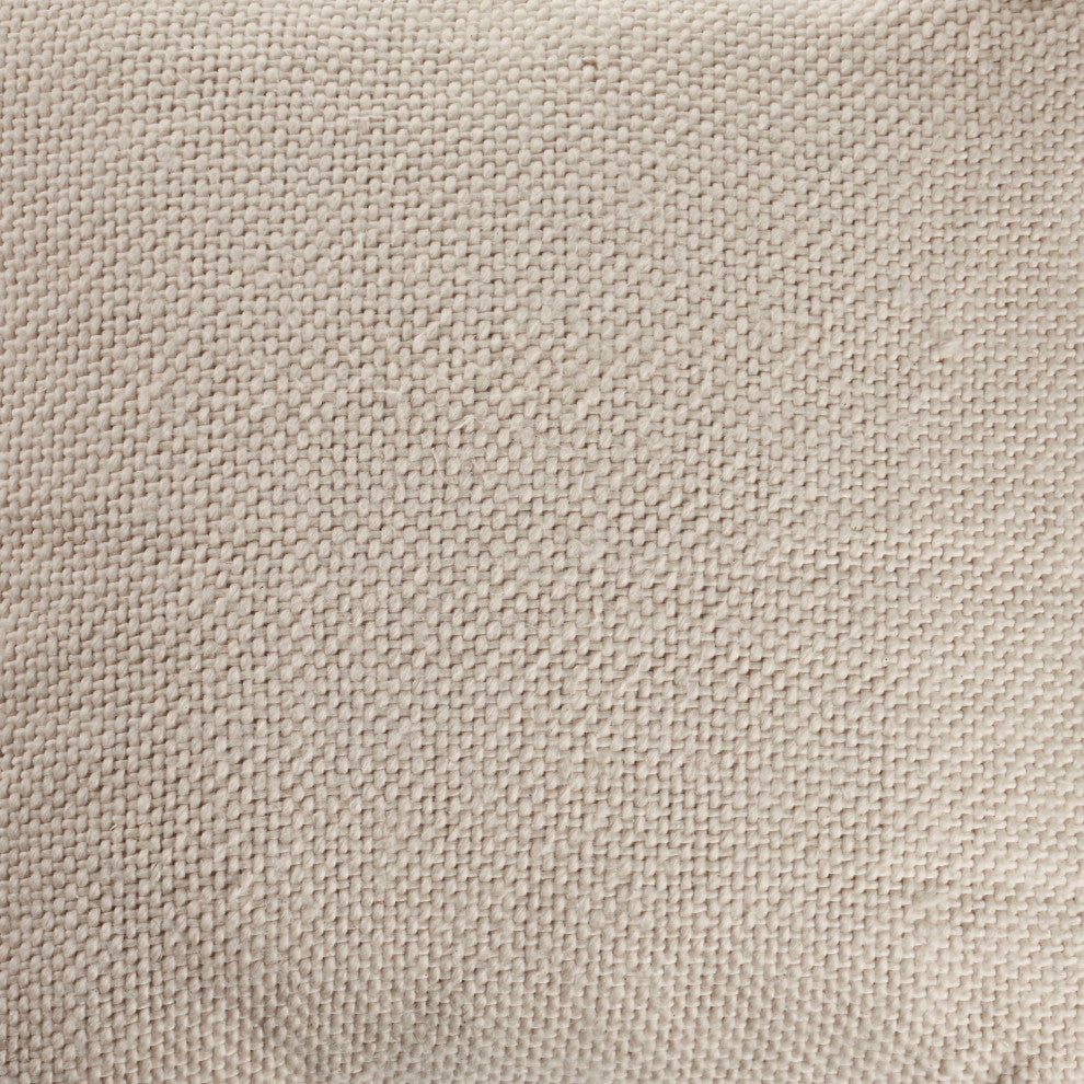 Ox Bay Hand-stitched Cream/Beige Solid Organic Cotton Pillow Cover, 18"x18"