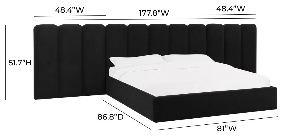 Palani Black Velvet Wings, Queen or King, Set of 2