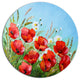 Poppies In Field Against Blue Sky, Modern Floral Round Wall Art, 23"
