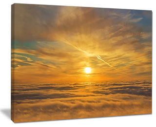 "Golden Sunset Over Clouds" Oversized Beach Canvas Artwork, 20"x12"