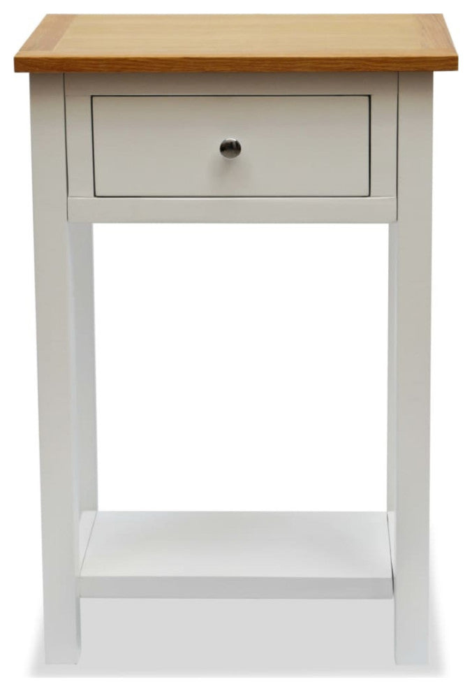 Vidaxl End Table 19.7"x12.6"x29.5" Solid Oak Wood Set of 2