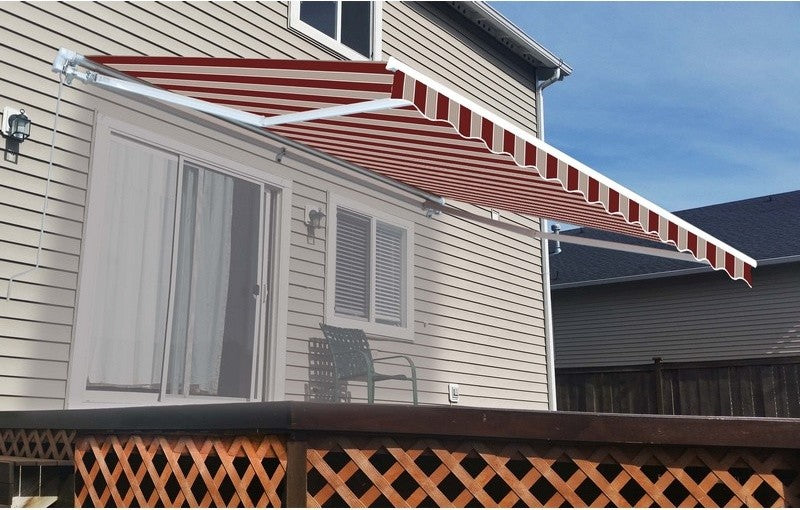 Aleko Retractable Awning, 13''x10'', Multistripes Red