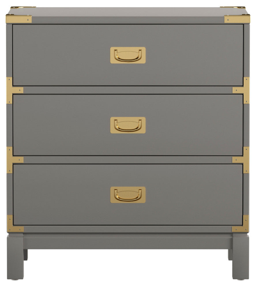 Loretta Gold finish Wood 3-Drawer Nightstand, Gray