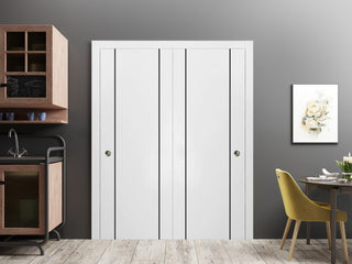 Bypass Doors 56 x 80 | Planum 0016 White Silk with  | Sturdy Rails
