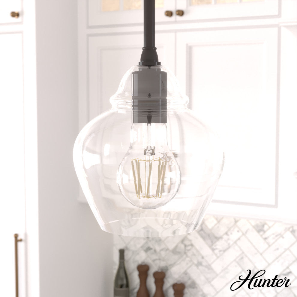 Hunter 7" Dunshire Noble Bronze, Clear Glass 1 Light Pendant Ceiling