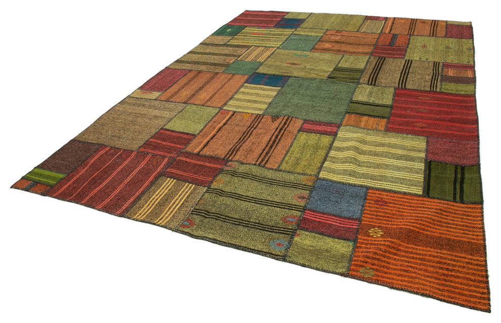Rug N Carpet - Handmade Turkish 8' 2'' x 11' 6'' Rustic Patchwork Kilim Rug