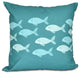 Fish Line, Animal Print Pillow, Teal, 16"x16"