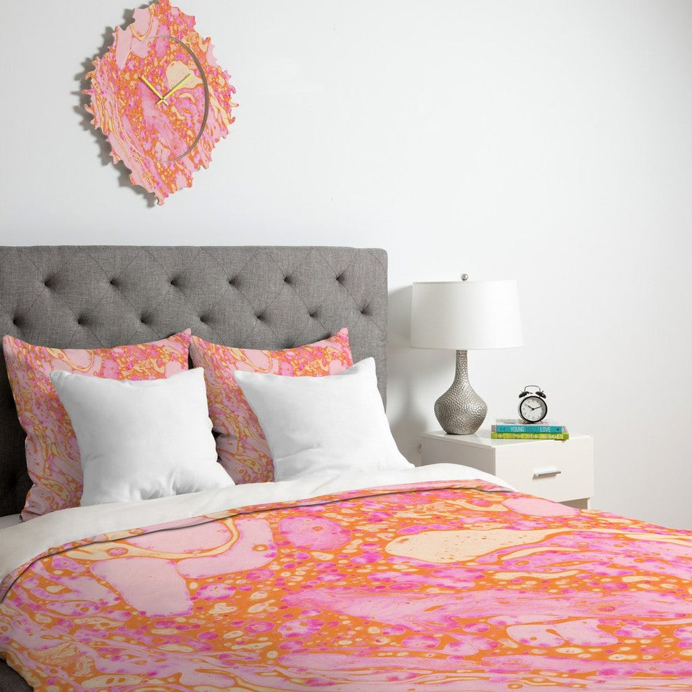 Amy Sia Marble Orange Pink Duvet Cover, King
