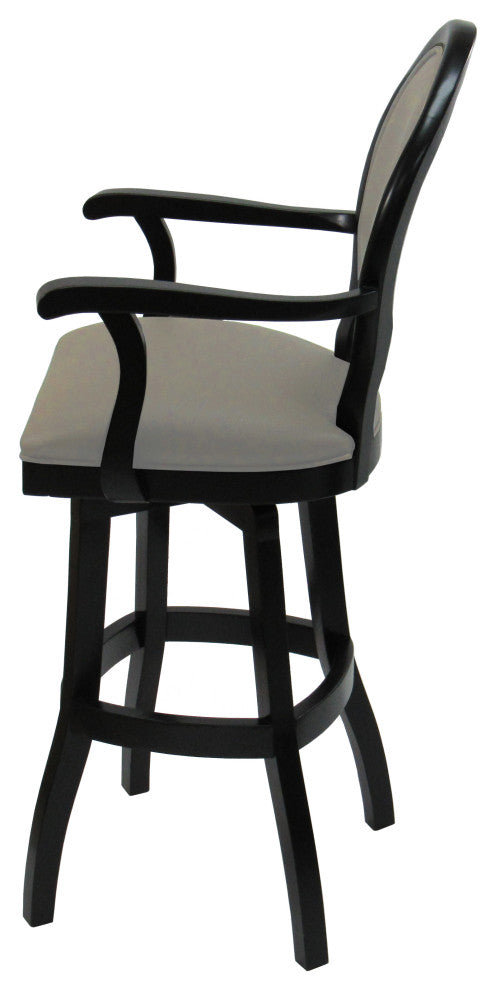 Swivel Wood Extra Tall 34" Bar Stool, 500, S-Base, Beige Leatherette Black