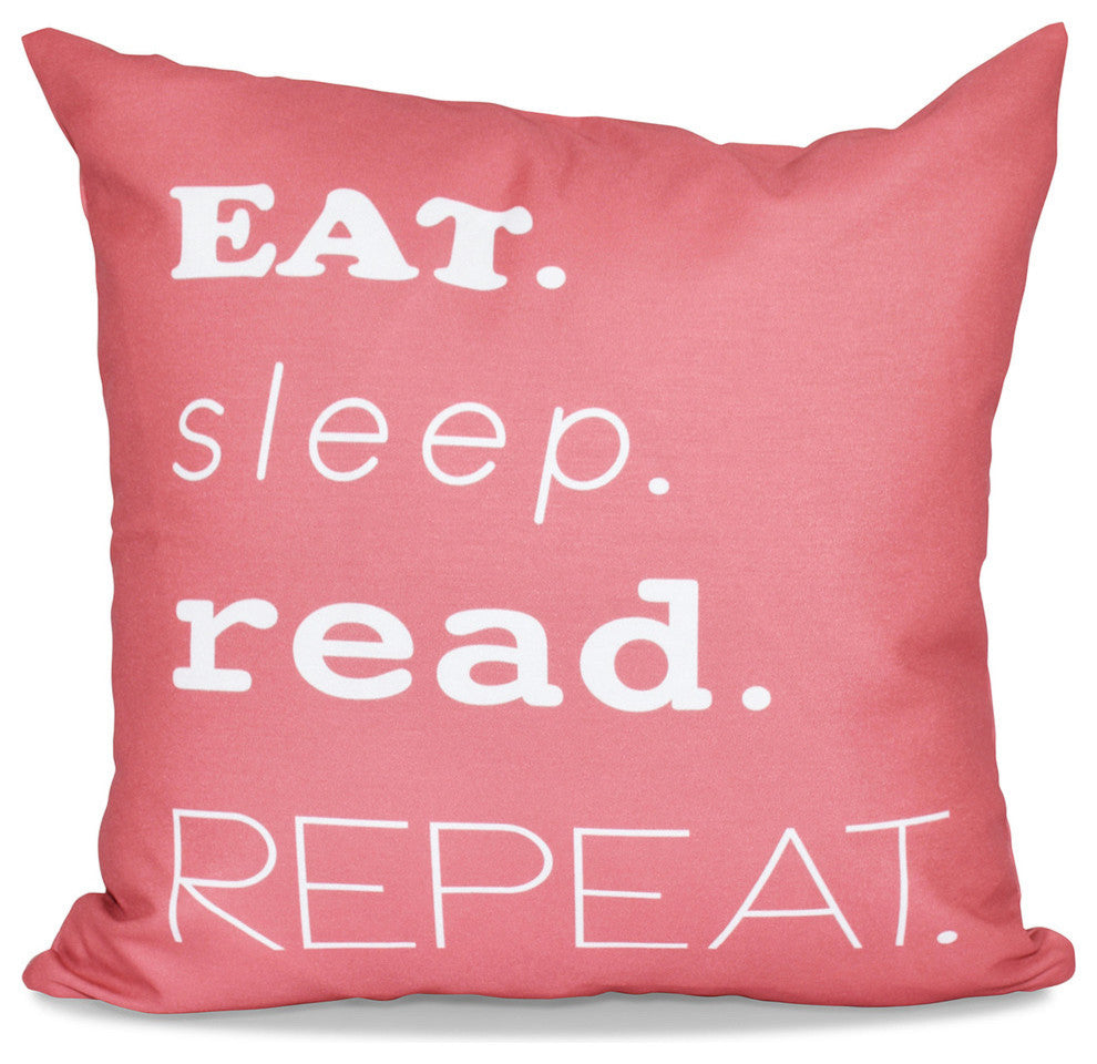 My Mantra, Word Print Outdoor Pillow, Coral, 18"x18"