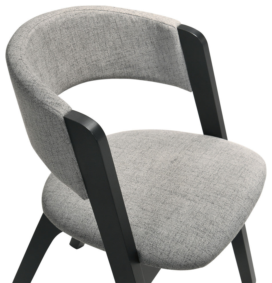 Rowan Accent Dining Chair, Black Finish and Gray Fabric, Set of 2