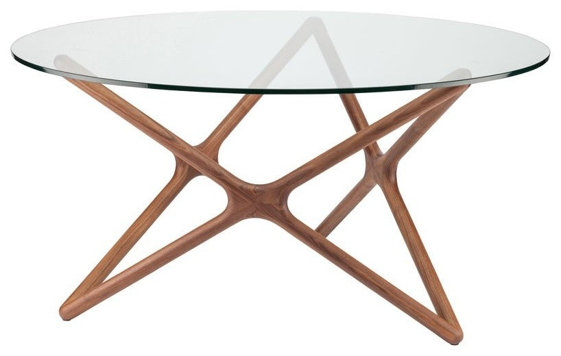 Star 44-Inch Round Dining Table With Glass Top