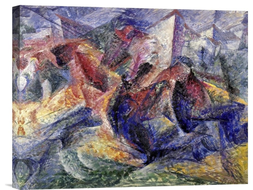 "Horse, Horseman and Buildings" Artwork, 22" x 17"
