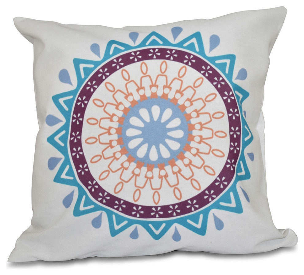 Mod , Geometric Print Pillow, Turquoise, 26"x26"