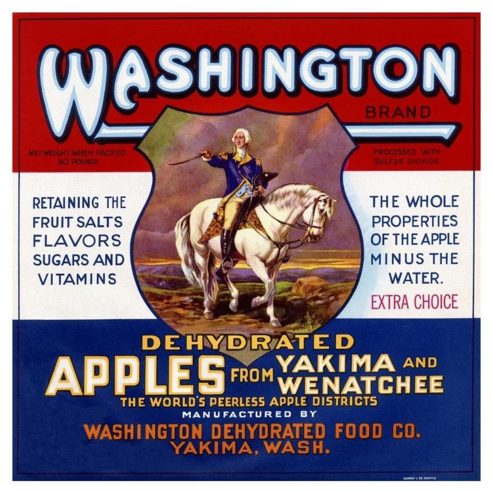 "Washington Brand Dehydrated Apples" Digital Paper Print by Retrolabel, 46"x46"