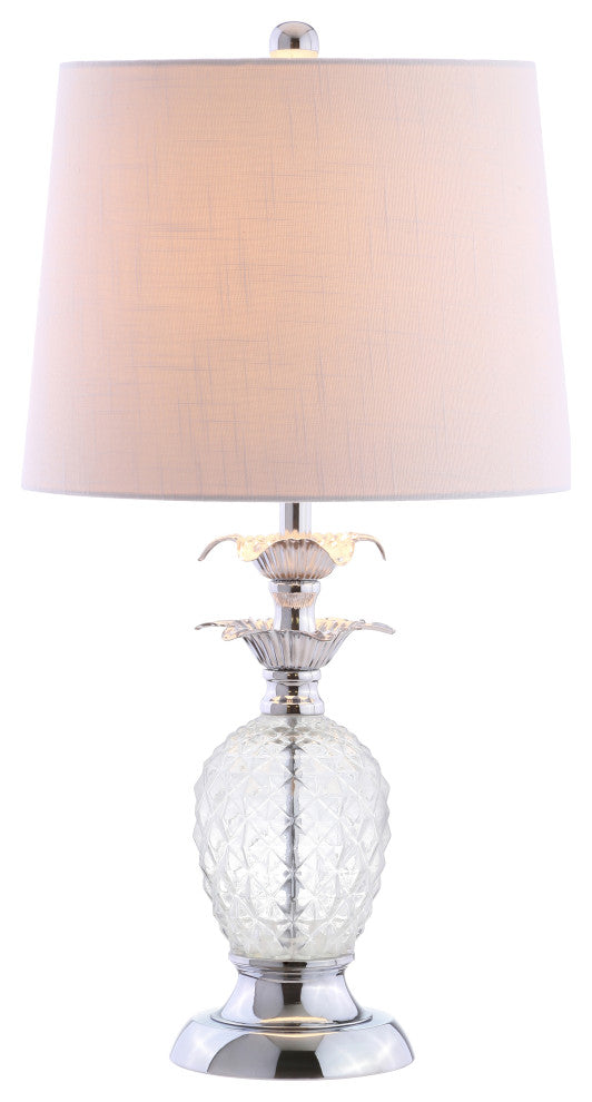 Jane 24" Glass Table Lamp, Clear and Chrome