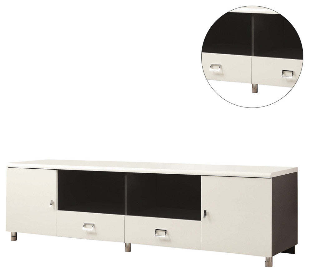 TV Console with 2 Drawers, White and Gray