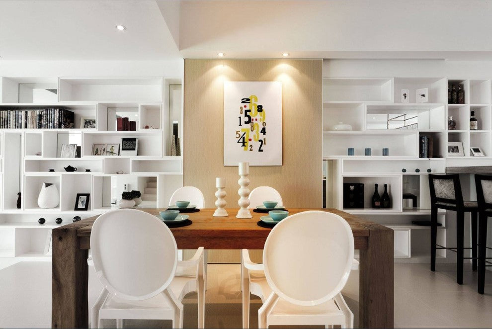Designer Ghost Style Dining Chairs With Arms Armchairs With Back Set of 4, White