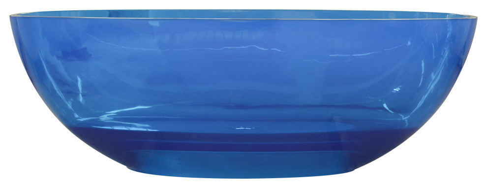 65 in.W Resin Freestanding Flatbottom Soaking Bathtub in Blue