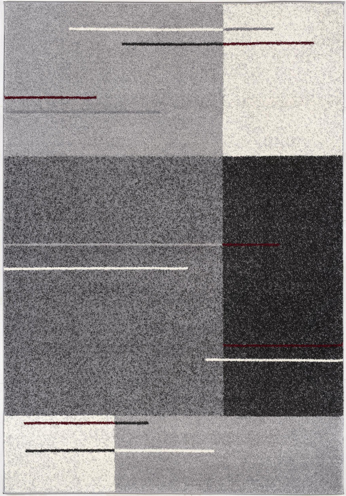 7"x9" Gray Modern Geometric Area Rug
