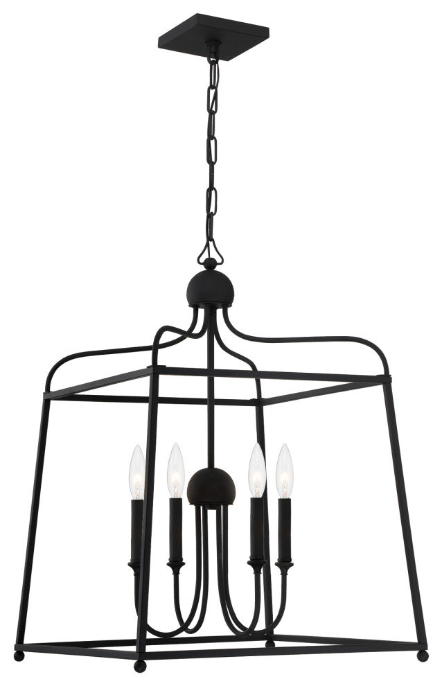 Libby Langdon for Crystorama Sylvan 4 Light Black Forged Chandelier