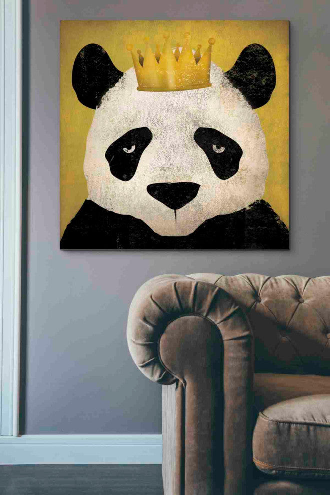 Epic Graffiti ''Panda With Crown'' by Ryan Fowler, Giclee Canvas Wall Art, 37"x37"