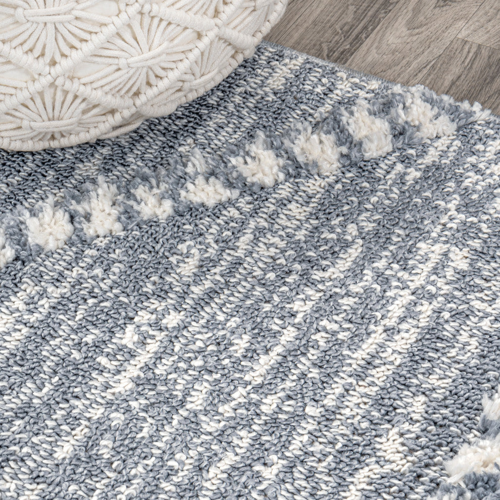Sofie Moroccan Trellis High-Low Gray/Cream 2'x8' Runner Rug