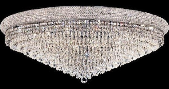 Elegant Primo Flush Mount, Chrome Finish With Royal Cut Crystal