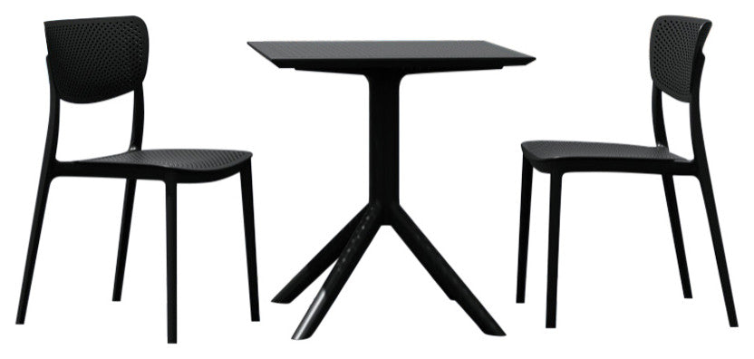 Lucy Outdoor Bistro 3-Piece Set With 27" Table Top Black