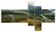 Fields and Hills in New Zealand, Landscape Photo Canvas Print, 60"x32", 5 panels