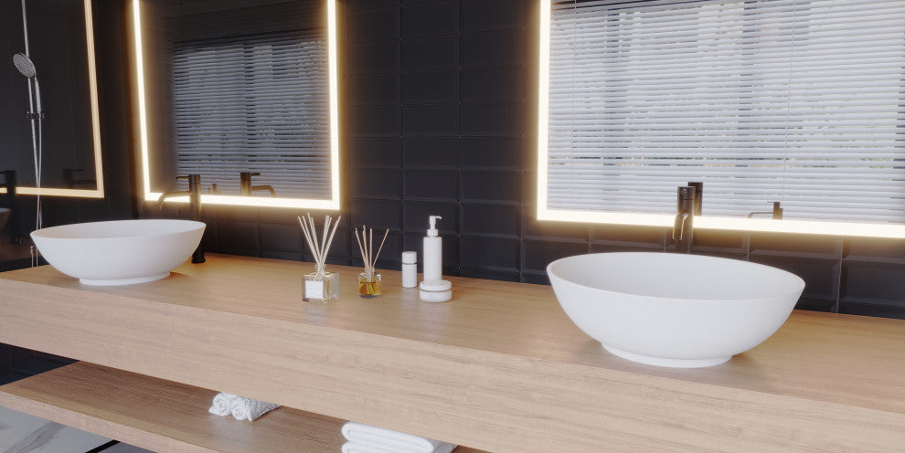 CastelloUSA Monty Solid Surface Square Vessel Sink