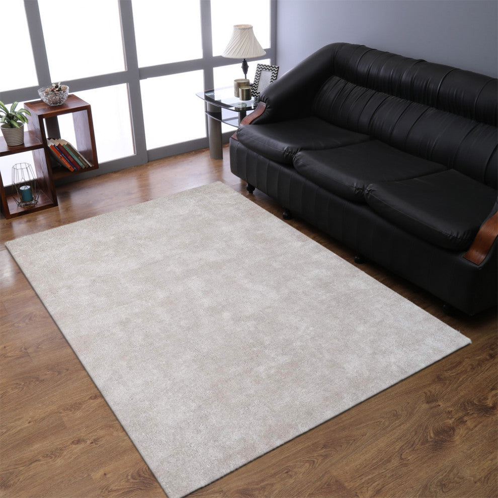 Hand Knotted Silk Area Rug Solid White