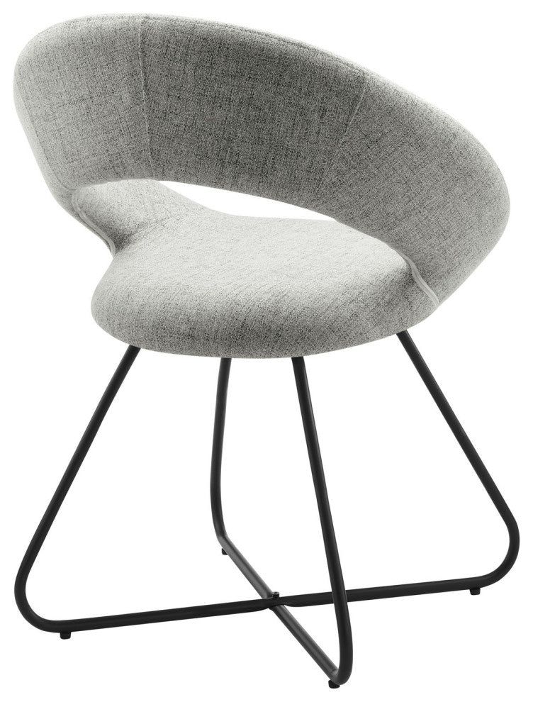 Nouvelle Upholstered Fabric Dining Chair Set of 2 Black Light Gray