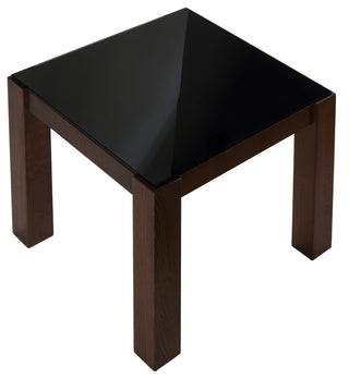 Cortesi Home Rolf Glass Top End Table, Walnut Finish