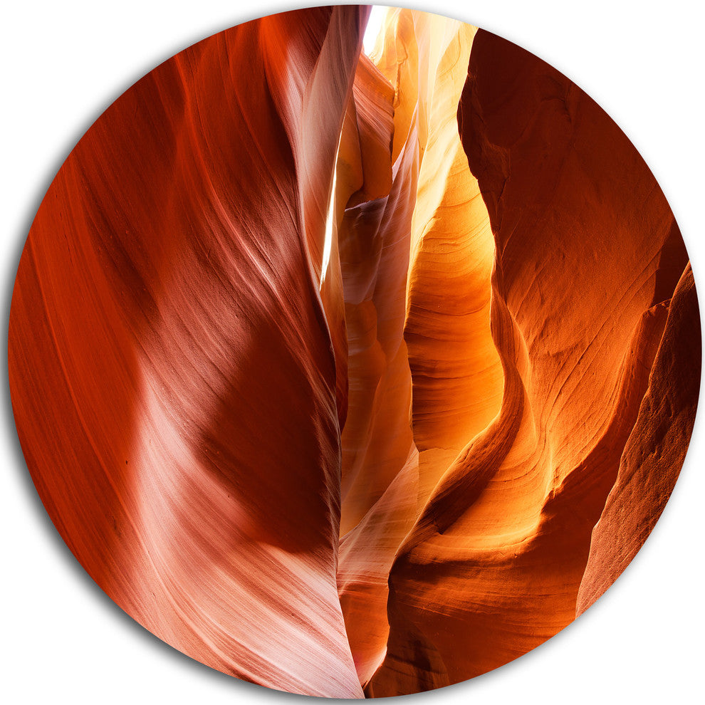 Sunshine In Antelope Canyon, Landscape Photo Disc Metal Artwork, 23"