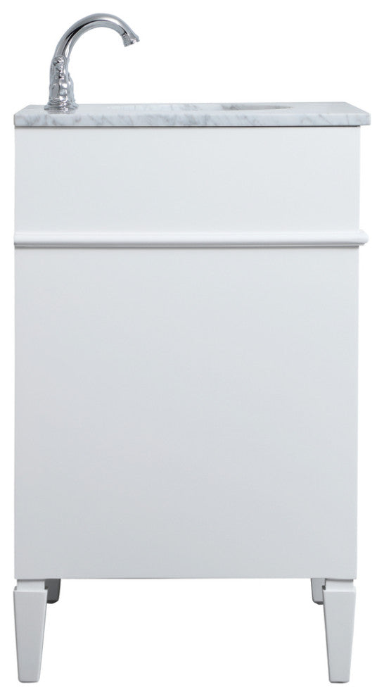 Home Living Vanity with Carrara White Marble Countertop, White, 30", Single Sink