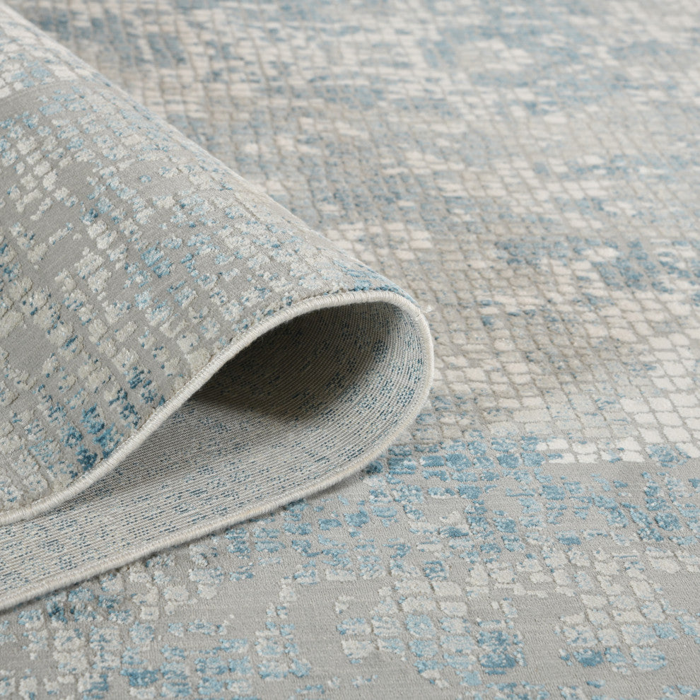Haleena Davies Gray/Blue Polyester Blend Area Rug, 8'6"x11'6"