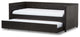Marlee Faux Leather Button-Tufting Sofa Twin Daybed With Trundle Bed, Black