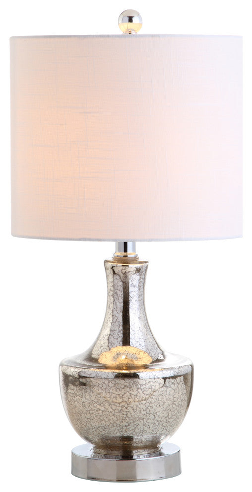 Colette 20" Mini Glass Table Lamp, Silver, Single
